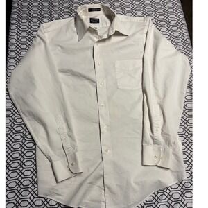 Arrow 1851 Mens Fitted Dress Shirt Cream White Wrinkle Free Stretch 15.5 32/33